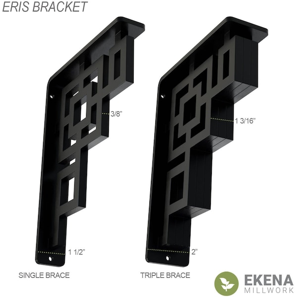 Eris Wrought Iron Bracket, (Triple Center Brace), Antiqued Bronze 2W X 10D X 12H